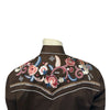 Men's Vintage Brown Pastel Floral Embroidered Western Shirt