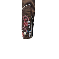 Men's Vintage Brown Pastel Floral Embroidered Western Shirt