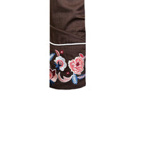 Men's Vintage Brown Pastel Floral Embroidered Western Shirt