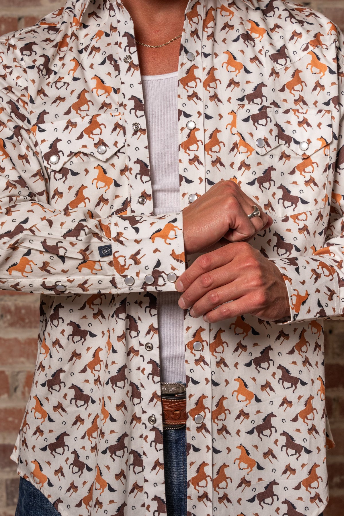 Men's Horse Print Western Shirt
