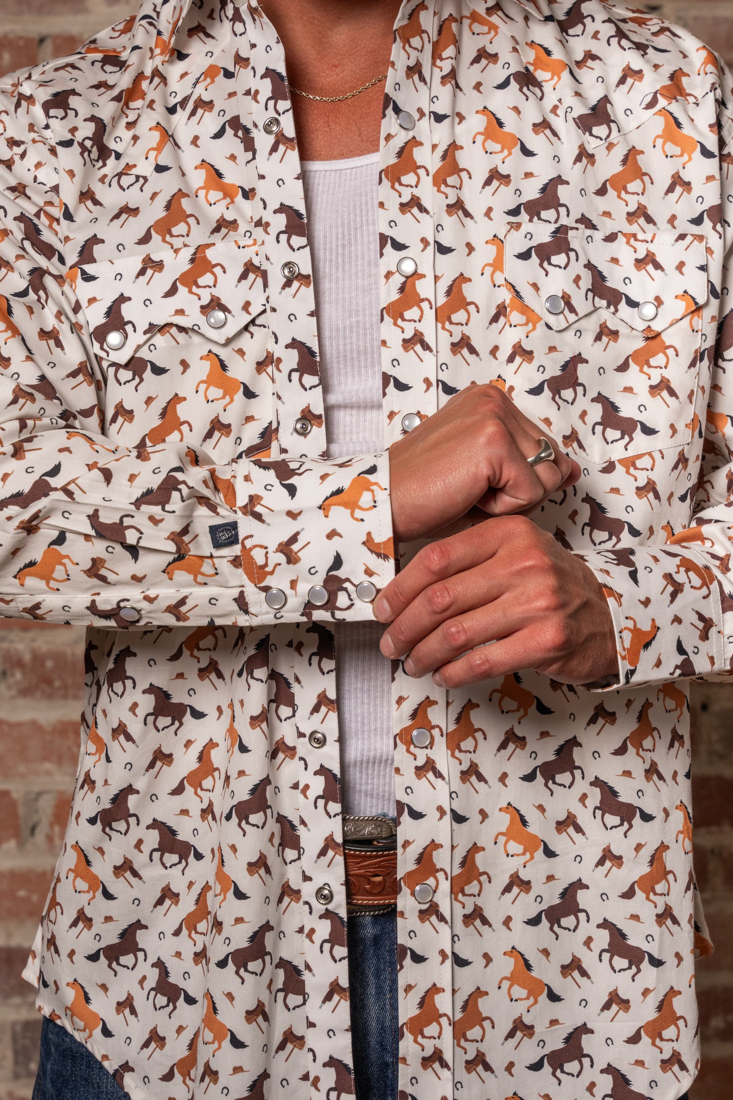 Men's Horse Print Western Shirt