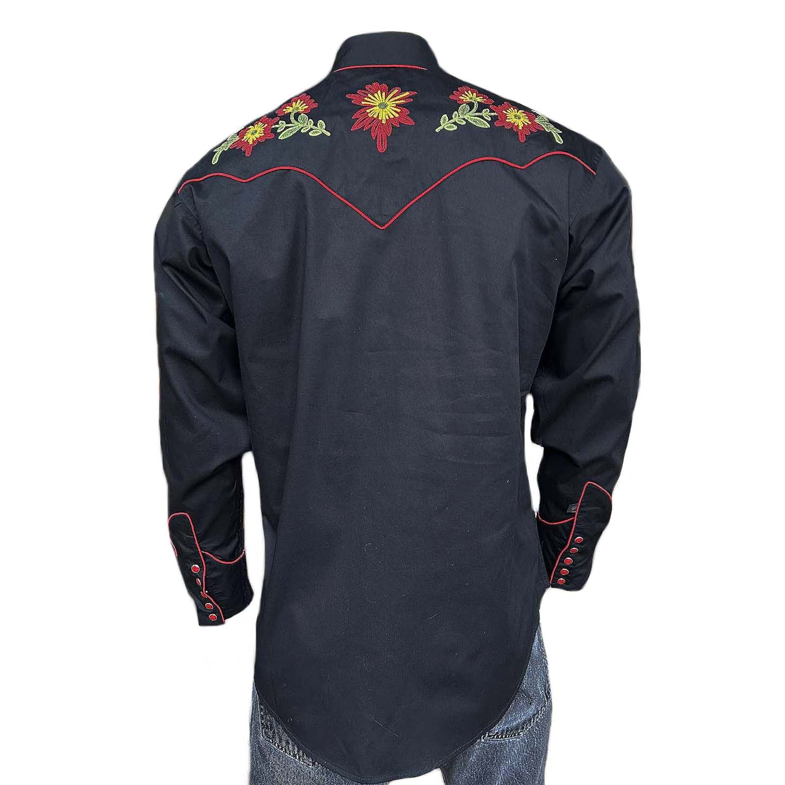 Men's Vintage Floral Embroidered Western Shirt
