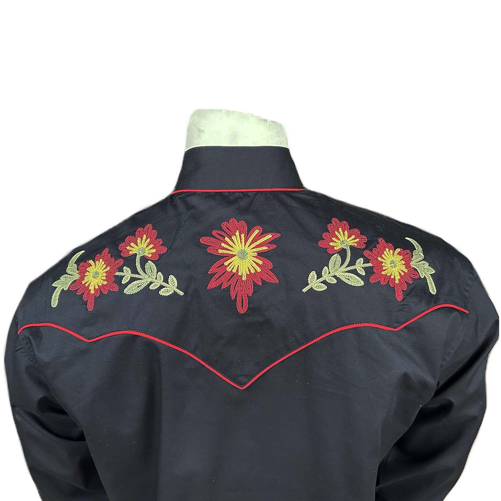 Men's Vintage Floral Embroidered Western Shirt