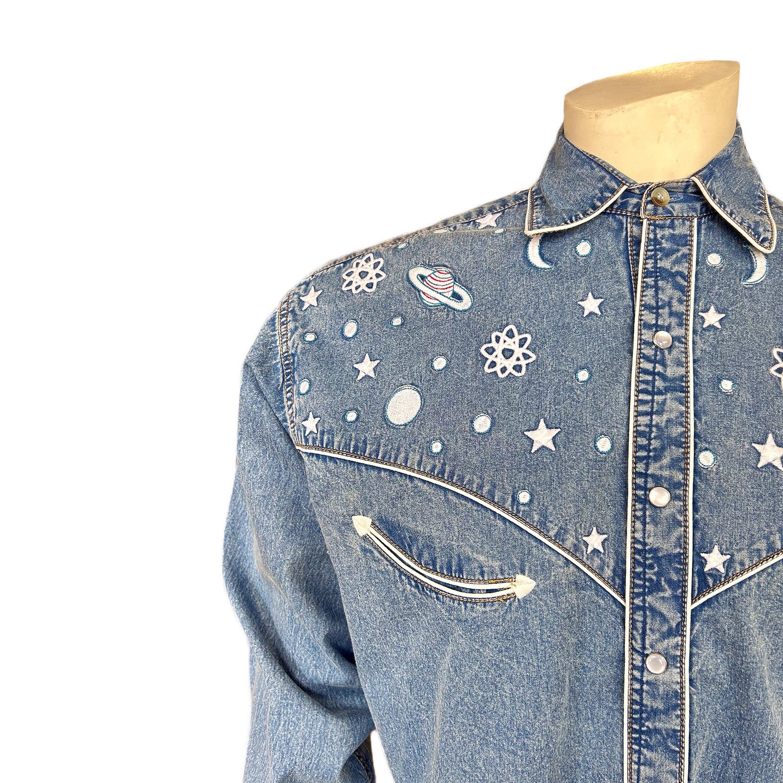 Men's Out of This World Embroidered Denim Western Shirt