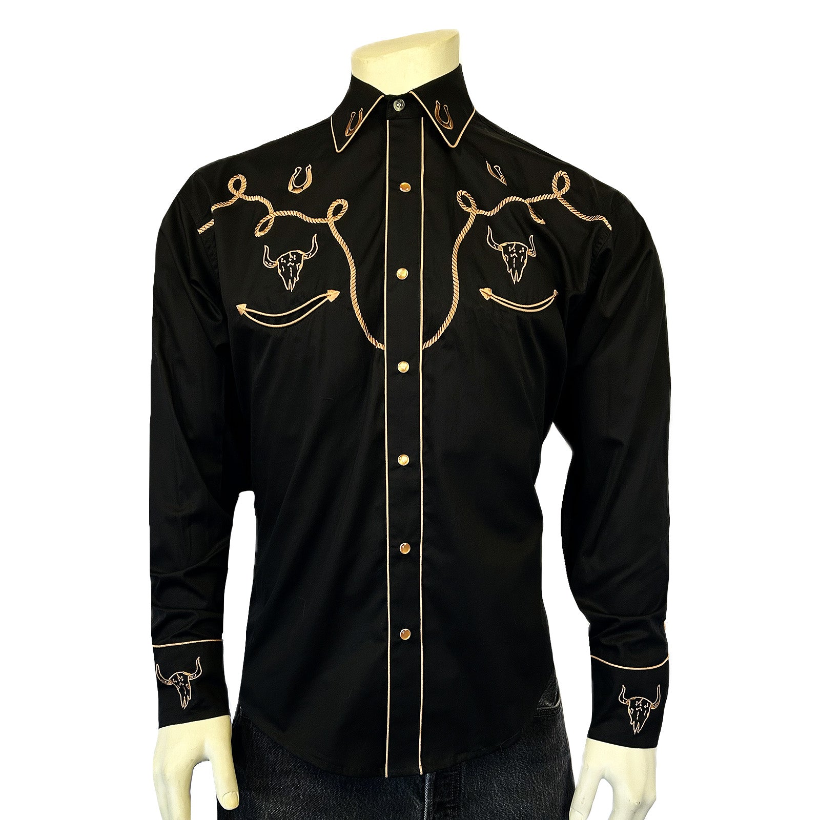 Vintage The Look Mens Large Western Shirt in Black Block deals Print