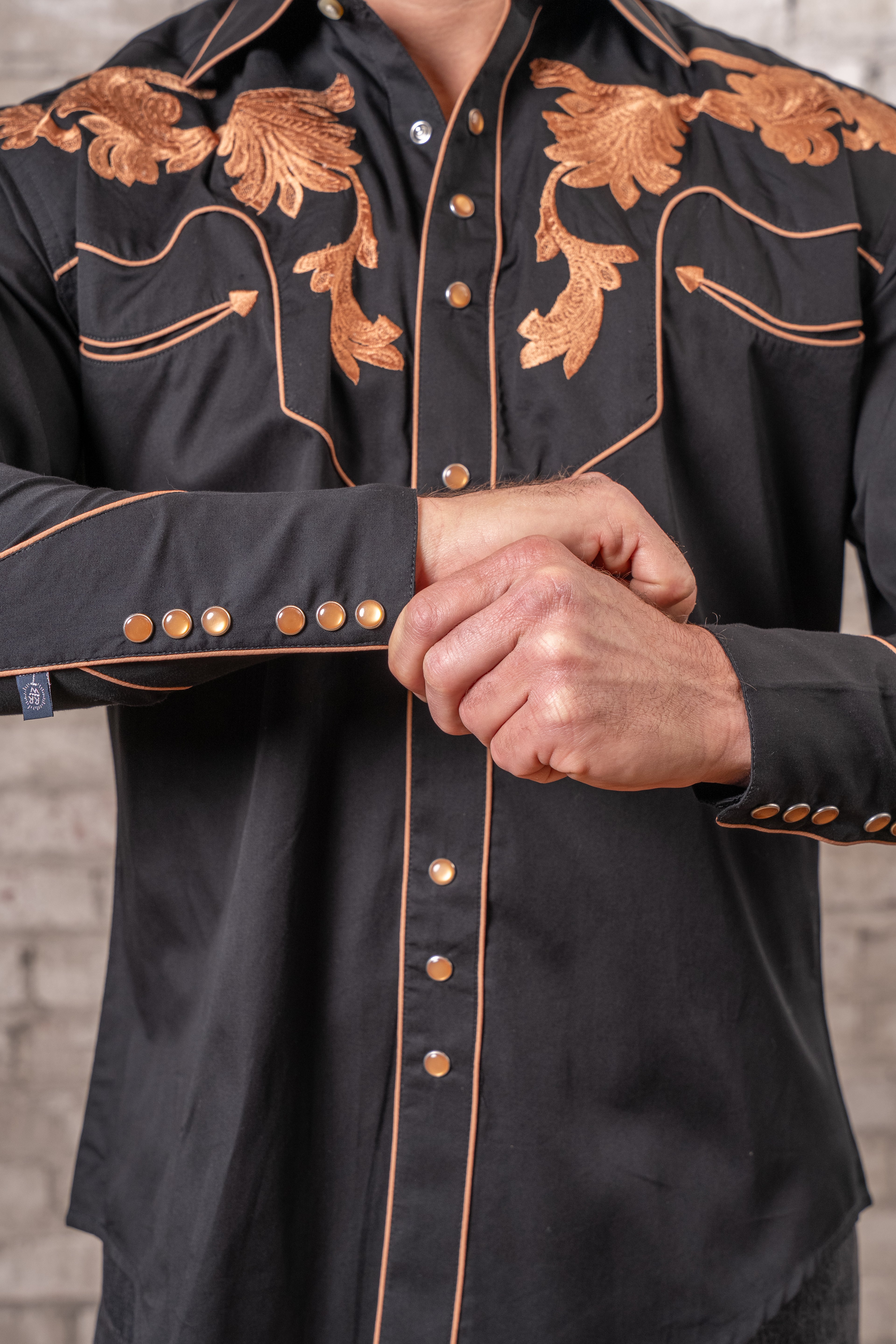 Men's Vintage Black Leaf Tooling Embroidered Western Shirt – Rockmount