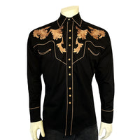 Men's Vintage Black Leaf Tooling Embroidered Western Shirt