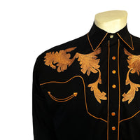 Men's Vintage Black Leaf Tooling Embroidered Western Shirt