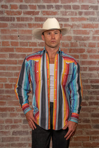 Men's Vintage Serape Stripe Western Shirt