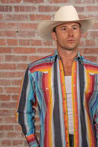 Men's Vintage Serape Stripe Western Shirt
