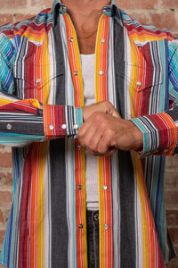 Men's Vintage Serape Stripe Western Shirt