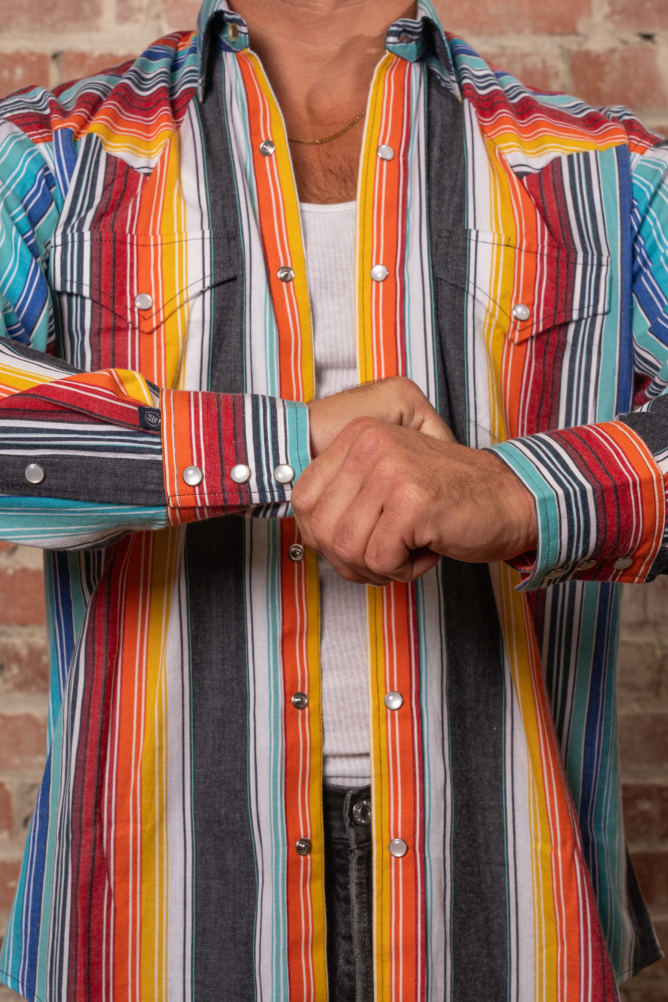 Men's Vintage Serape Stripe Western Shirt