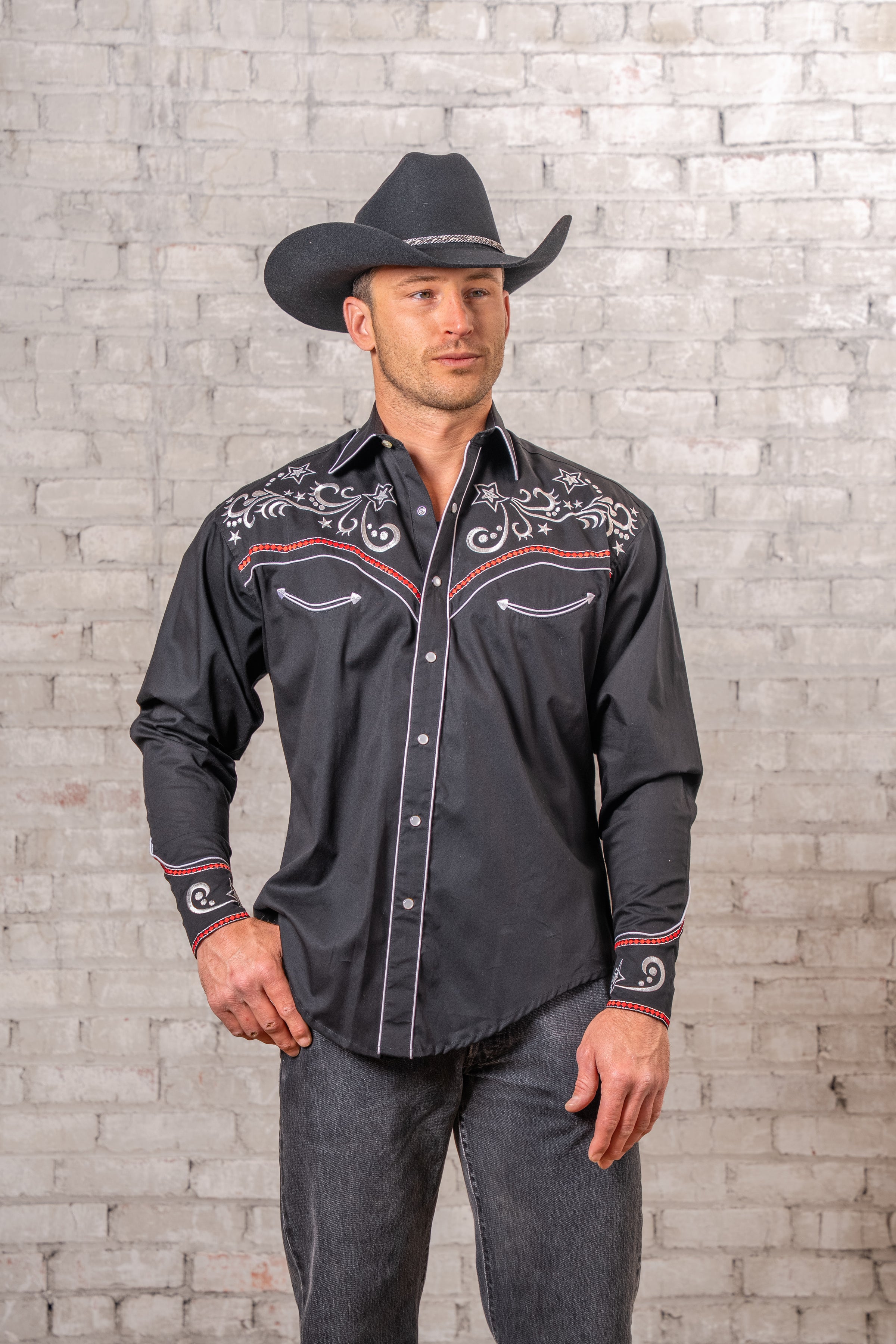 mens embroidered dress shirt Embroidered Suncherry Short Sleeve Shirt