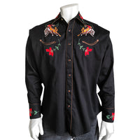 Men's Vintage Bronc Embroidered Western Shirt in Black