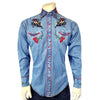 Men's Vintage Bronc Embroidered Western Shirt in Denim