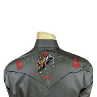 Men's Vintage Bronc Embroidered Western Shirt in Grey