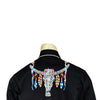 Men's Steer Skulls with Feathers Embroidered Western Shirt in Black