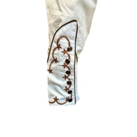Men's Cactus & Cowboy Boots Embroidered Western Shirt in Ivory