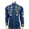 Women's Vintage Navy Floral Embroidered Western Shirt
