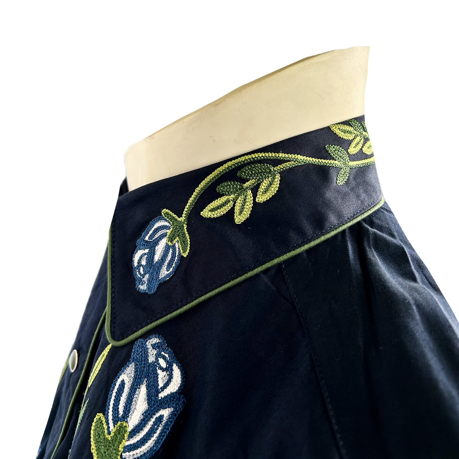 Rockmount Men's Navy Floral Crochet Embroidered Western Shirt