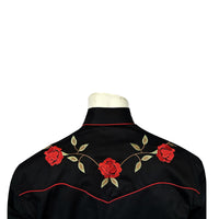 Men's Vintage Black Rose Embroidered Western Shirt