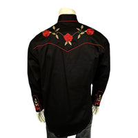 Men's Vintage Black Rose Embroidered Western Shirt