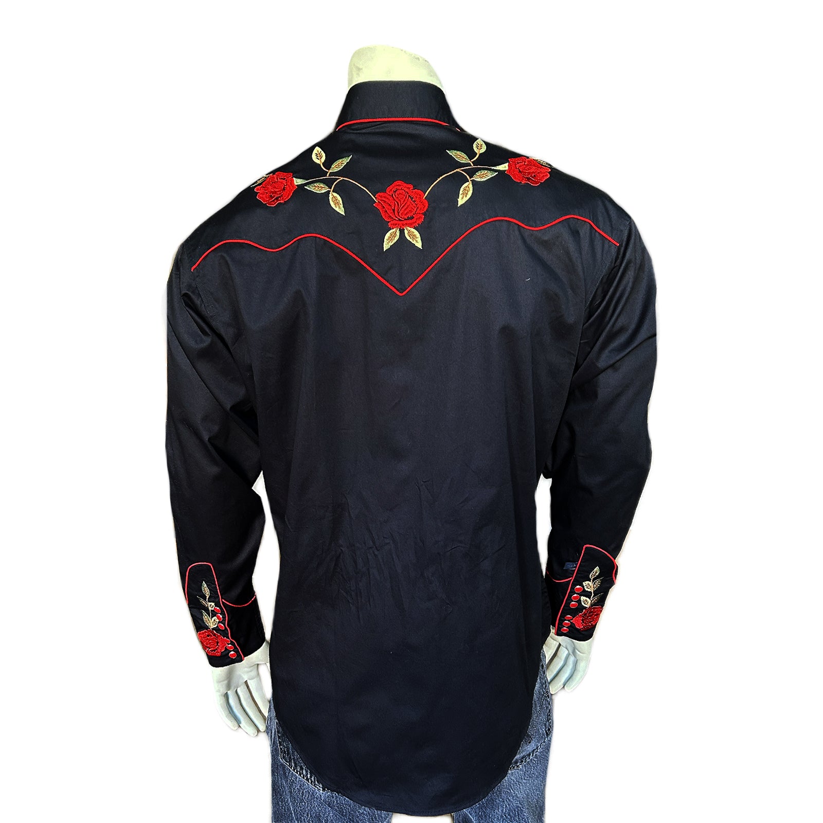 Men's Vintage Rose Embroidered Western Shirt