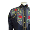 Men's Floral 2-Tone Black & Grey Embroidered Western Shirt