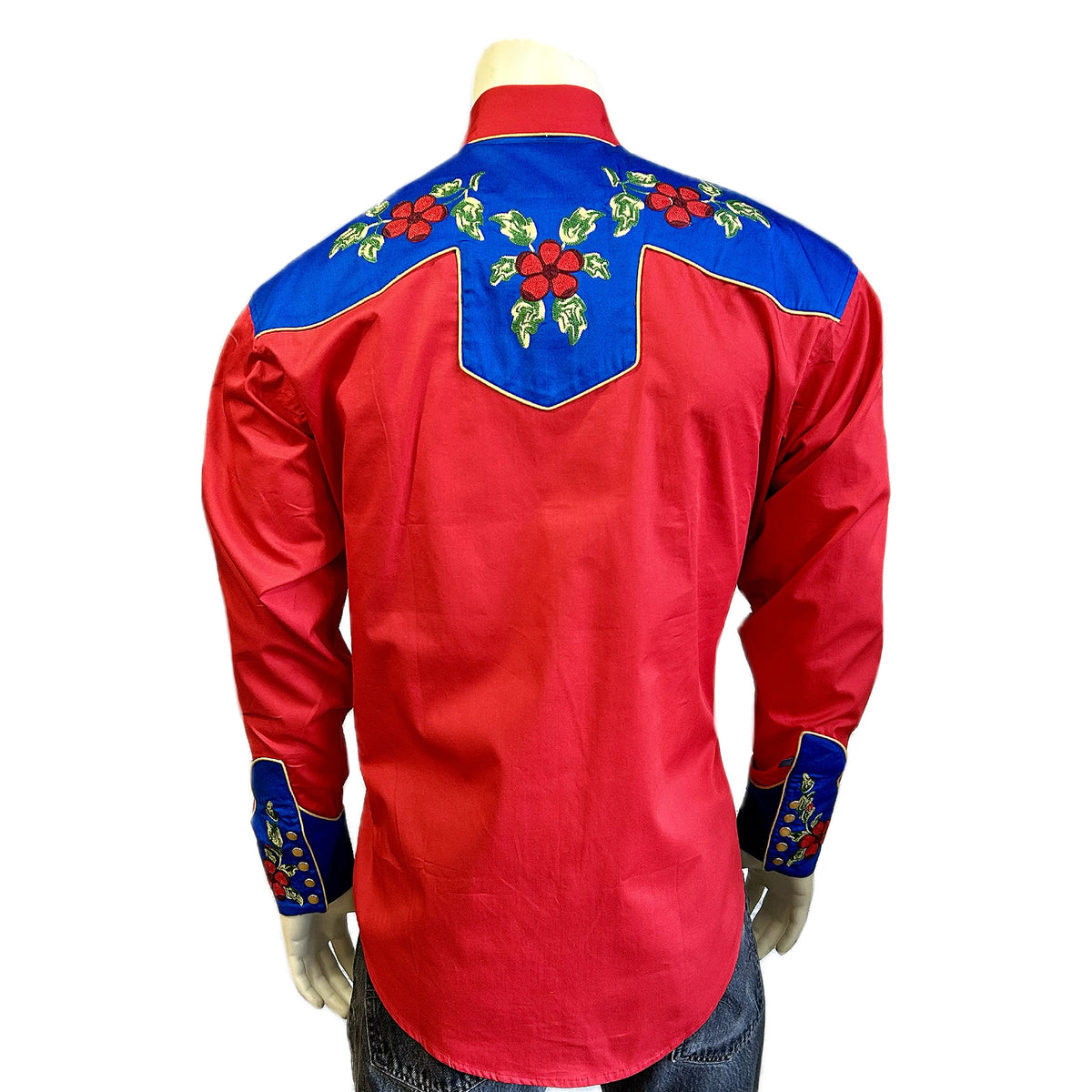 Men's Vintage 2-Tone Floral Embroidered Western Shirt