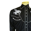 Men's Vintage Bronc Embroidered Western Shirt in Black & White