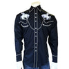 Men's Vintage Bronc Embroidered Western Shirt in Black & White