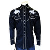 Men's Vintage Bronc Embroidered Western Shirt in Black & White