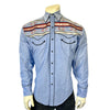 Men's Vintage Denim Serape Embroidered Western Shirt