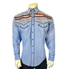 Men's Vintage Denim Serape Embroidered Western Shirt