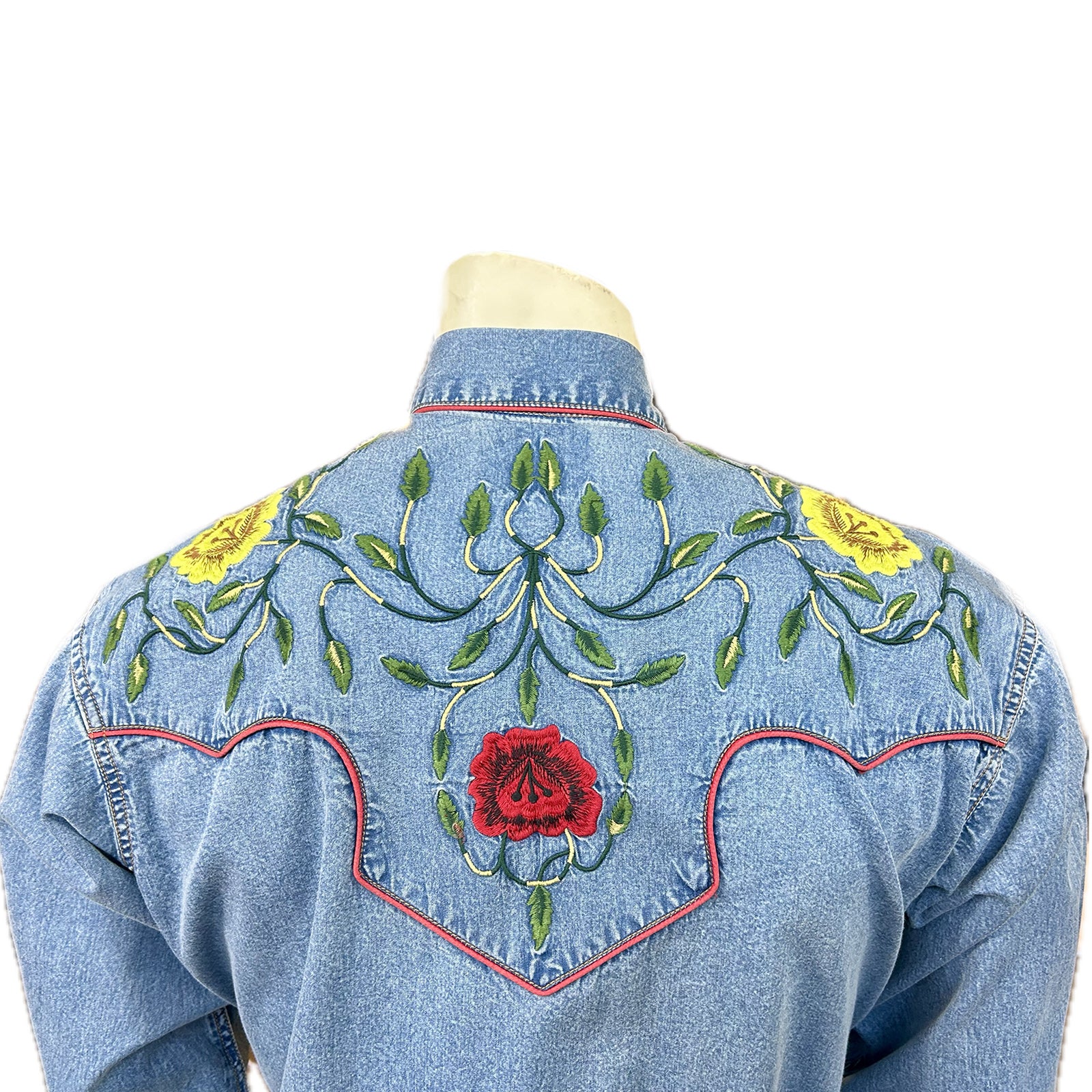 Denim & flower brand mens fashion shirts