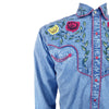 Men's Vintage Floral Embroidery Denim Western Shirt