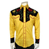 Men's 2-Tone Black & Gold Floral Embroidery Western Shirt