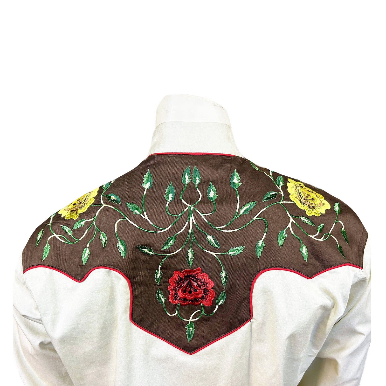 Rockmount Men's 2-Tone Tan & Brown Floral Embroidery Western