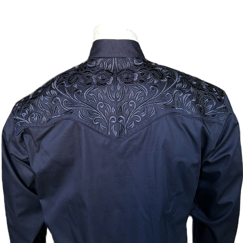 Rockmount Men's Vintage Tooling Embroidered Black Western Shirt