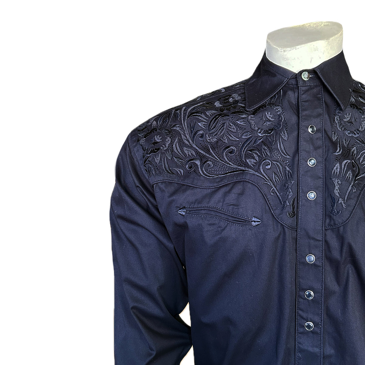 Women's Vintage Black & Turquoise Tooling Embroidered Western Shirt