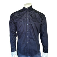 Rockmount Men's Vintage Tooling Embroidered Black Western Shirt