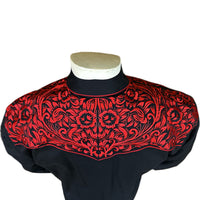 Men's Vintage Tooling Embroidered Black & Red Western Shirt
