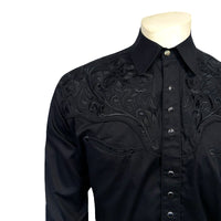 Men's Vintage Black-on-Black Tooling Embroidered Western Shirt