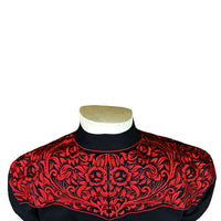 Men's Vintage Black & Red Tooling Embroidered Western Shirt