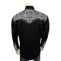 Men's Vintage Black & Silver Tooling Embroidered Western Shirt