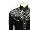 Men's Vintage Black & Silver Tooling Embroidered Western Shirt