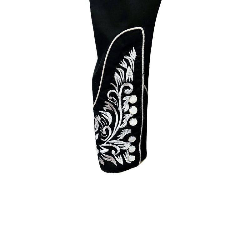 Men's Vintage Black & Silver Tooling Embroidered Western Shirt