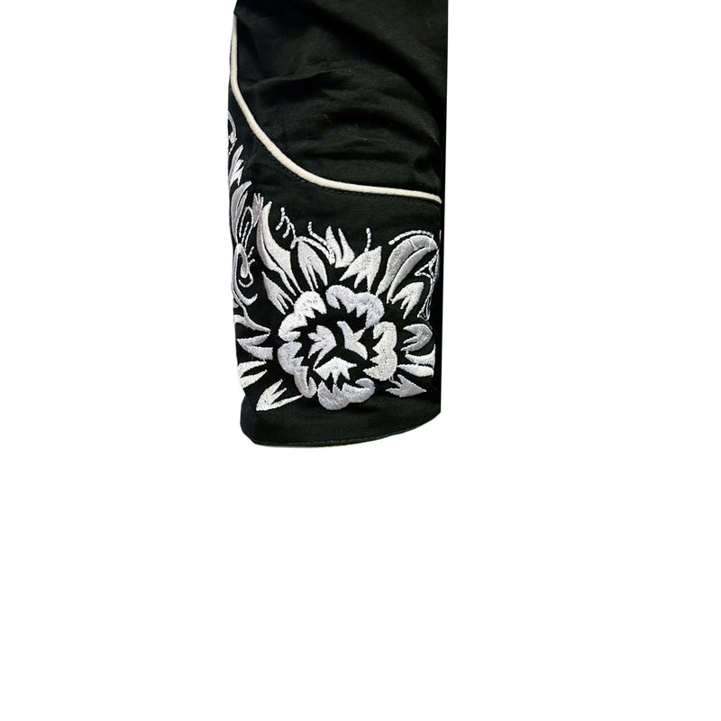Men's Vintage Black & Silver Tooling Embroidered Western Shirt
