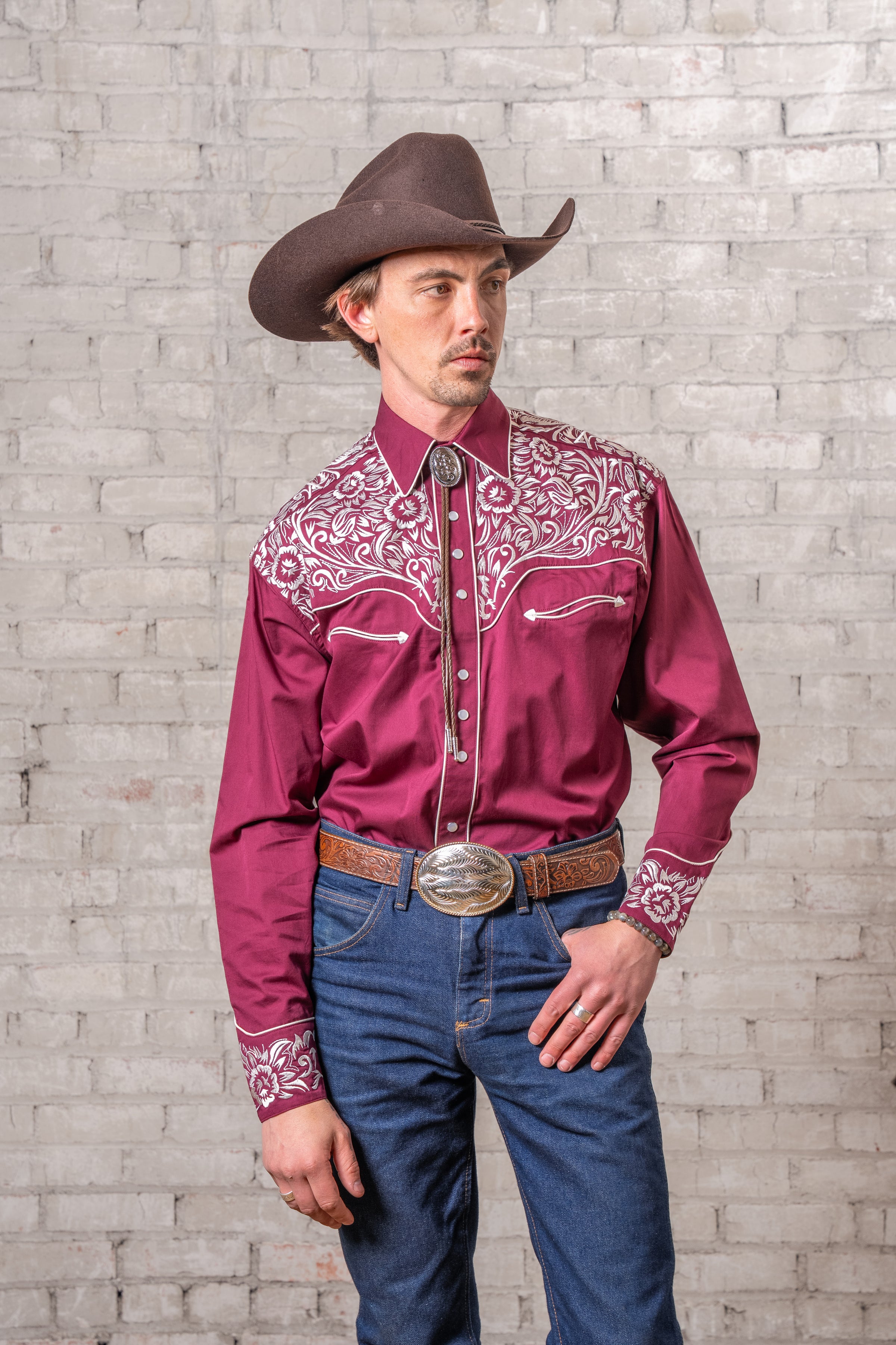 dress shirt cowboy Cinch Mens Cinch Modern Fit Red Southwest Print Two Pocket Long Sleeve Western Snap Shirt