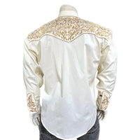 Men's Vintage Ivory with Gold Tooling Embroidery Shirt